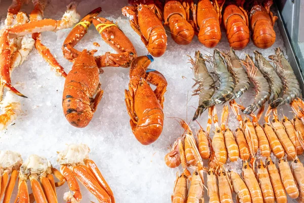 Lobster Prawns Sale Market Bergen Norway — Fotografia de Stock