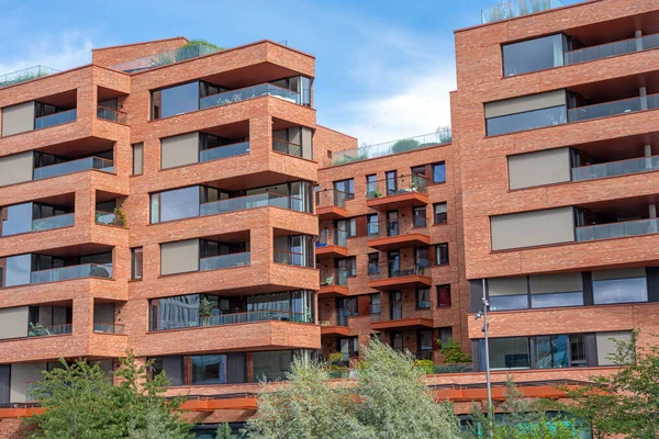 Moderne Gebouwen Met Rood Appartement Oslo Noorwegen — Stockfoto