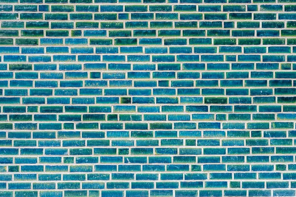Background Wall Made Turquoise Clinker Bricks — Stockfoto