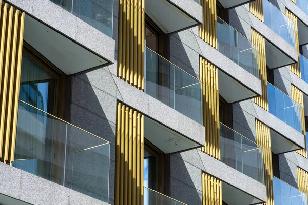 Detalj Fasaden Modern Lägenhetsbyggnad Sedd Berlin Tyskland — Stockfoto