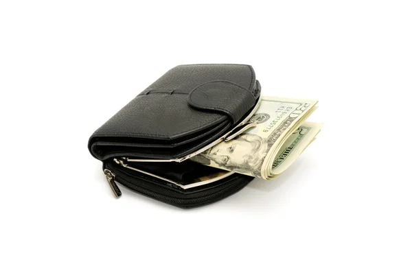 Dinero y un bolso — Foto de Stock