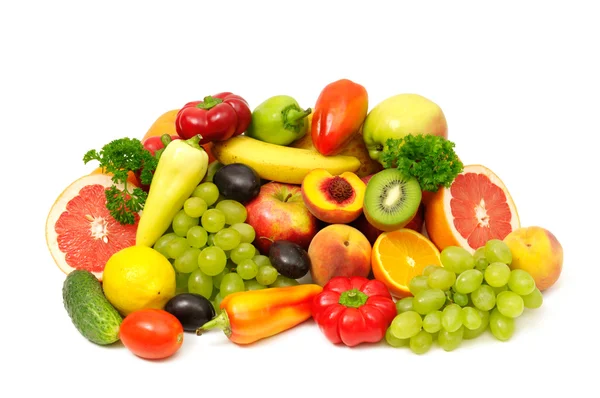 Fruits and vegetables isolated on a white background — Stock Photo, Image