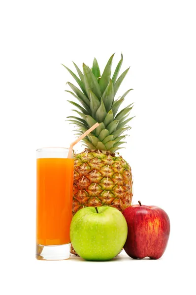 Glass with juice and fruits — Stock Photo, Image