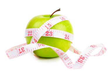 Yeşil elma ve ölçü bandı 