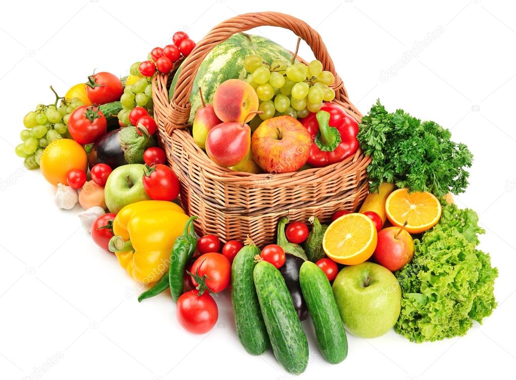 Obst und Gemüse im Korb Stockfotografie lizenzfreie Fotos © Serg64