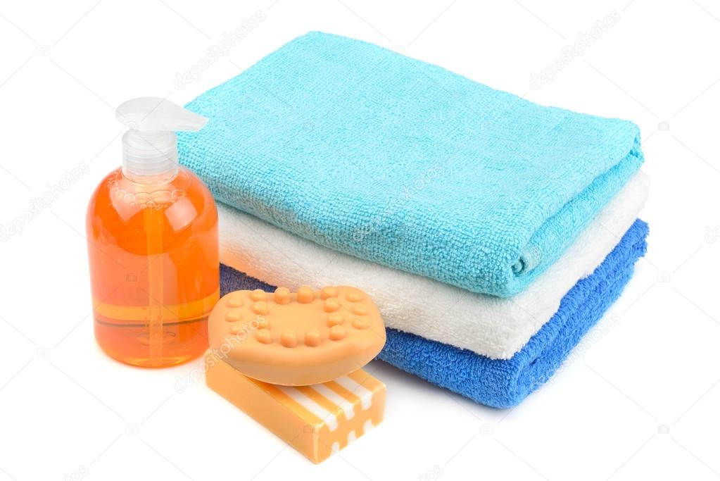 Towel, soap, shampoo — Stock Photo © Serg64 45734189