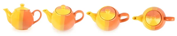 Collection Brewing Teapots Different Angles Isolated White Background — Stock Photo, Image