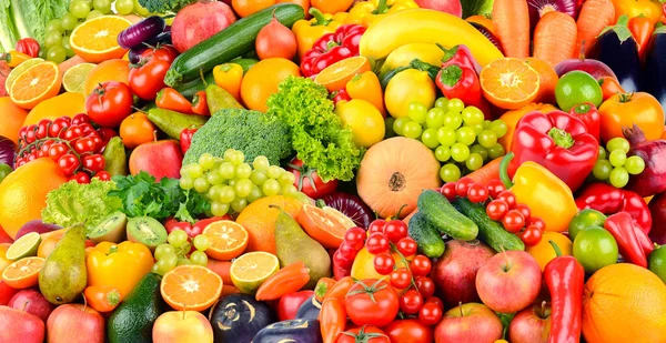 Amplio Fondo Hecho Verduras Frutas Concepto Comida Vista Superior —  Fotos de Stock