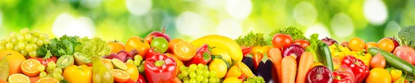 Isolated Green Blurred Background Fruits Vegetables Copy Space — Stockfoto