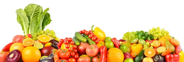 Panorama Légumes Fruits Frais Isolés Sur Fond Blanc — Photo