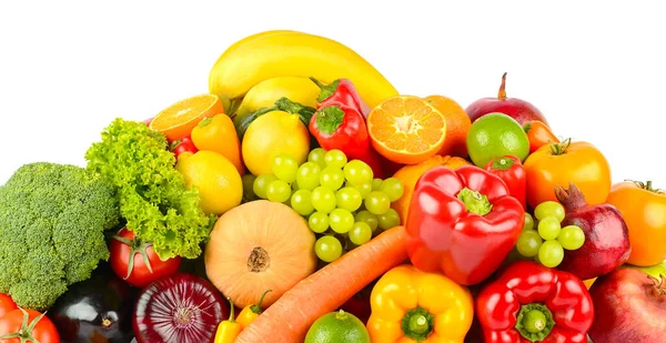 Gran Colección Deliciosas Frutas Verduras Sanas Aisladas Sobre Fondo Blanco — Foto de Stock