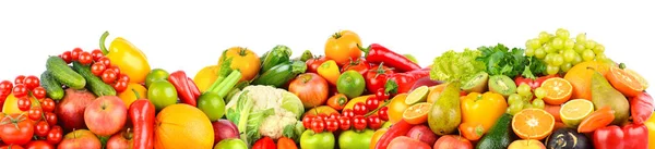 Πανοραμική Φωτογραφία Φρούτα Και Λαχανικά Που Απομονώνονται Λευκό Φόντο Ελεύθερος — Φωτογραφία Αρχείου