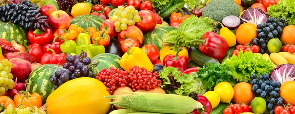 Große Früchte Bunte Panoramische Hintergrund Von Frischem Und Gesundem Gemüse — Stockfoto