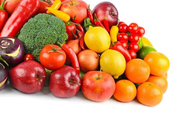 Legumes Saudáveis Frutas Isoladas Fundo Branco — Fotografia de Stock