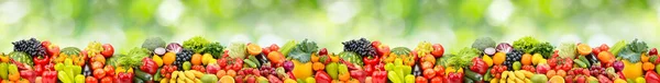 Gran Patrón Horizontal Sin Costuras Maduras Frescas Frutas Verduras Sobre —  Fotos de Stock
