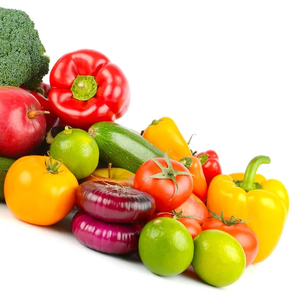 Légumes Fruits Frais Utiles Isolés Sur Fond Blanc — Photo