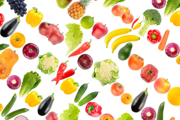 Large Background Vegetables Fruits Isolated White Background — Fotografia de Stock