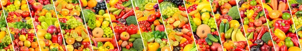 Grote Brede Achtergrond Van Heldere Gezonde Groenten Fruit Gescheiden Door — Stockfoto