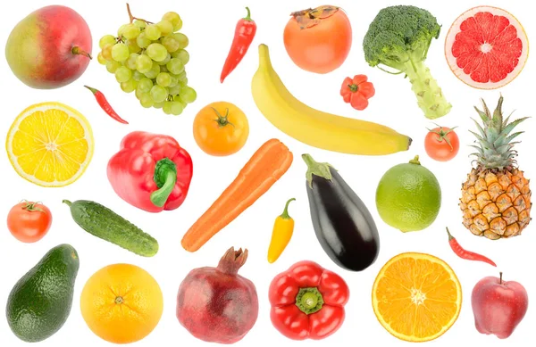 Heldere Groenten Fruit Geïsoleerd Witte Achtergrond — Stockfoto