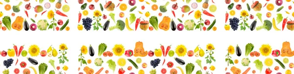 大きなシームレスなパターン新鮮な健康的な果物 白い背景に隔離された果実 — ストック写真