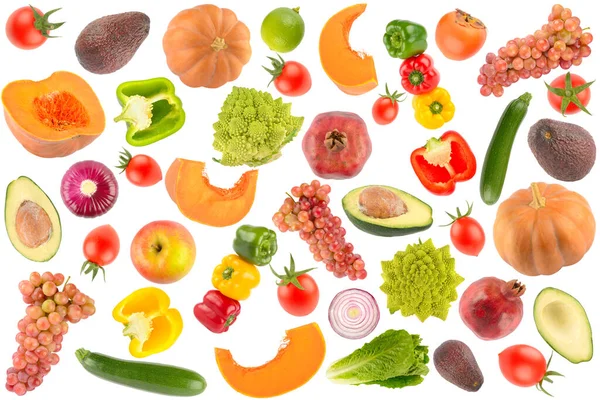 Background Colorful Vegetables Fruits Berries White — Foto de Stock