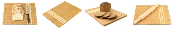 Breadboard Cutting Bread Rolling Pin Bread Isolated White Background — 图库照片