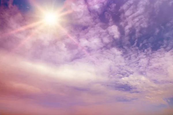 Fantastically Beautiful Sky Lilac Tones Bright Sun — Foto de Stock