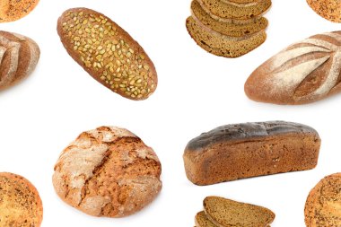 Kusursuz desenli taze somunlar. Beyaz arka planda izole edilmiş ekmek..