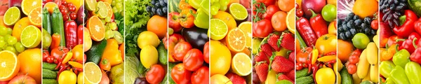 Background Berries Fruits Vegetables Separated Vertical Lines — Stockfoto