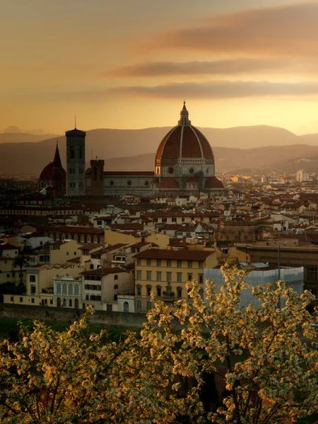 Coucher de soleil doré au printemps sur Florence — Photo