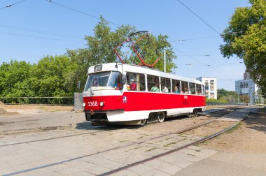 Moscow tram in the street clipart