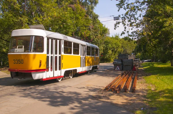 Moskevské tramvaje v ulici — Stock fotografie