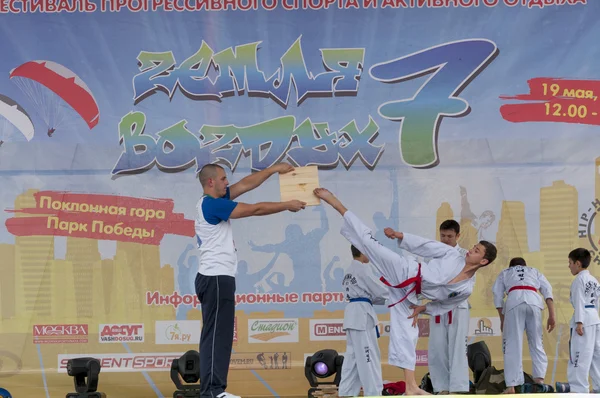 Performance taekwondo combattenti — Foto Stock