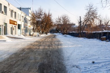 Eski evler omsk şehir merkezinde. Sibirya. Kış