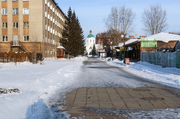 Alte häuser im zentrum der stadt omsk. Sibirien. Winter — Stockfoto