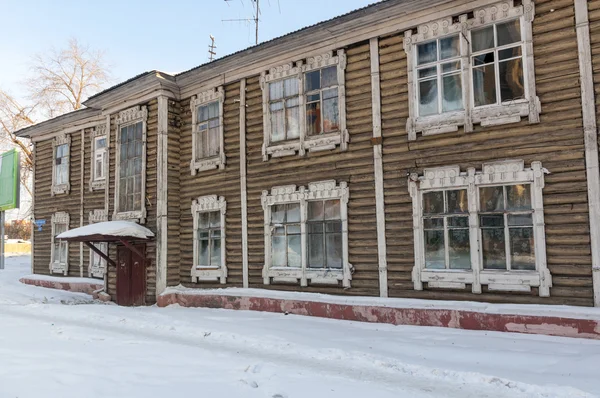 Régi házak a Omsk city központjában. Siberia. téli — Stock Fotó