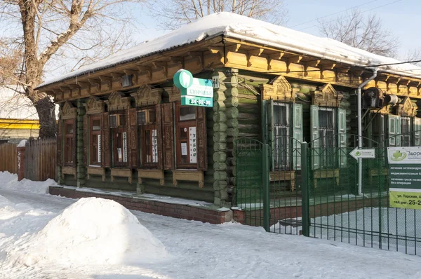 Régi házak a Omsk city központjában. Siberia. téli — Stock Fotó