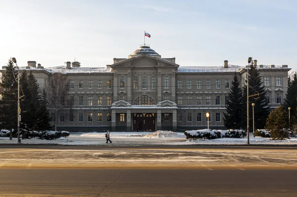 Vecchie case nel centro della città di Omsk. Siberia. inverno — Foto Stock