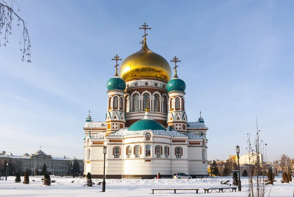 Catedral principal en Omsk invierno — Foto de Stock