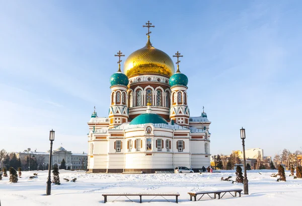 Belangrijkste kathedraal in omsk winter — Stockfoto