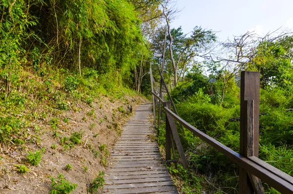 Dřevěný chodník na vrcholu hory — Stock fotografie