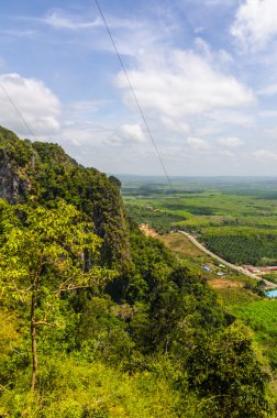 ovalar, alanlar ve Tayland Güney illerinde dağlarında Üstten Görünüm