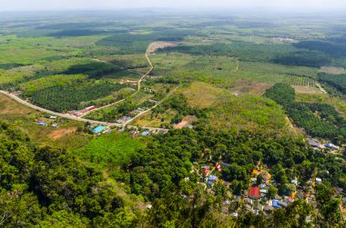 ovalar, alanlar ve Tayland Güney illerinde dağlarında Üstten Görünüm