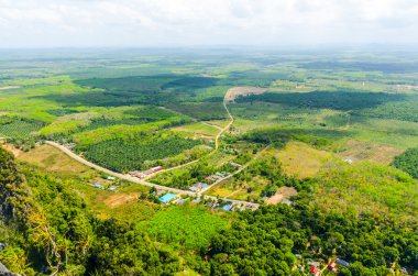 ovalar, alanlar ve Tayland Güney illerinde dağlarında Üstten Görünüm