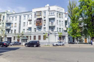 Eski evler, sokaklar ve meydanlar Kiev Merkezi.
