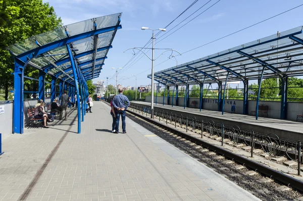 The station and the light rail line in Kiev. Ukraine — Stock Photo, Image