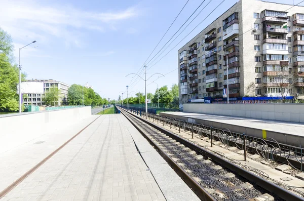 Oddzielne tramwajowe i metro linii numer 1 Kijów kolei — Zdjęcie stockowe