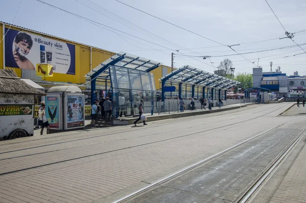 Oddzielne tramwajowe i metro linii numer 1 Kijów kolei — Zdjęcie stockowe