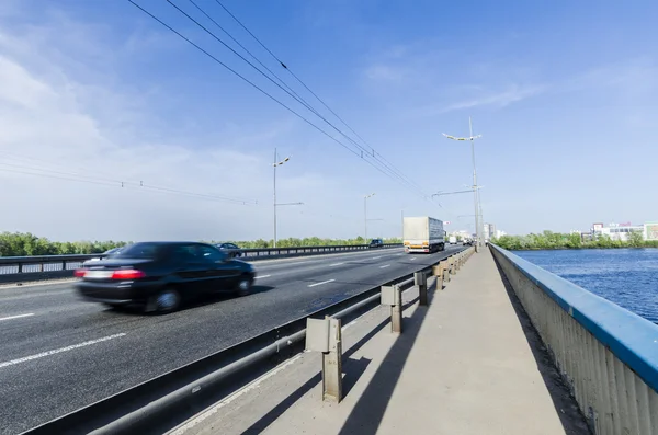 Bridge to subway and car in Kiev — Stock Photo, Image