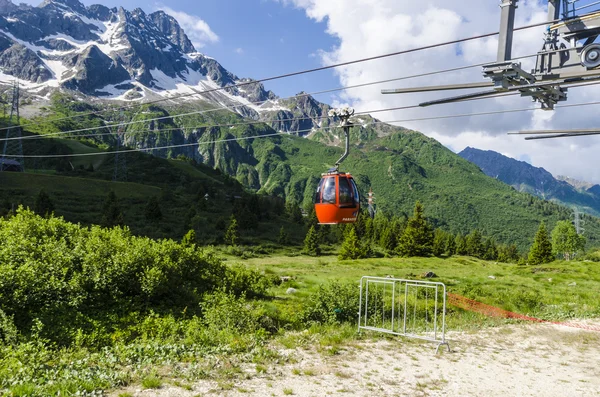 Ski lift on a cable ropeway in the Italian Alps